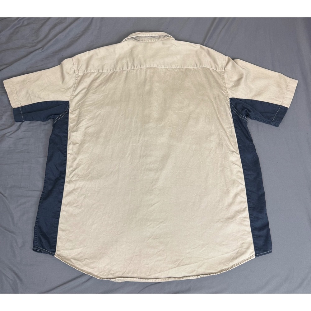 Dickies Mens XL Khaki Navy Two Tone Short Sleeve Work Shirt Cotton Button Up - Picture 12 of 15